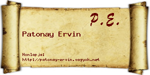 Patonay Ervin névjegykártya